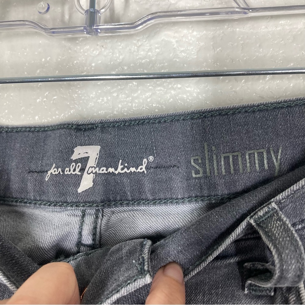 7 For All Mankind Slimmy Slim Fit Jeans Mens 34 In Gravel Gray Straight Leg - Picture 13 of 16